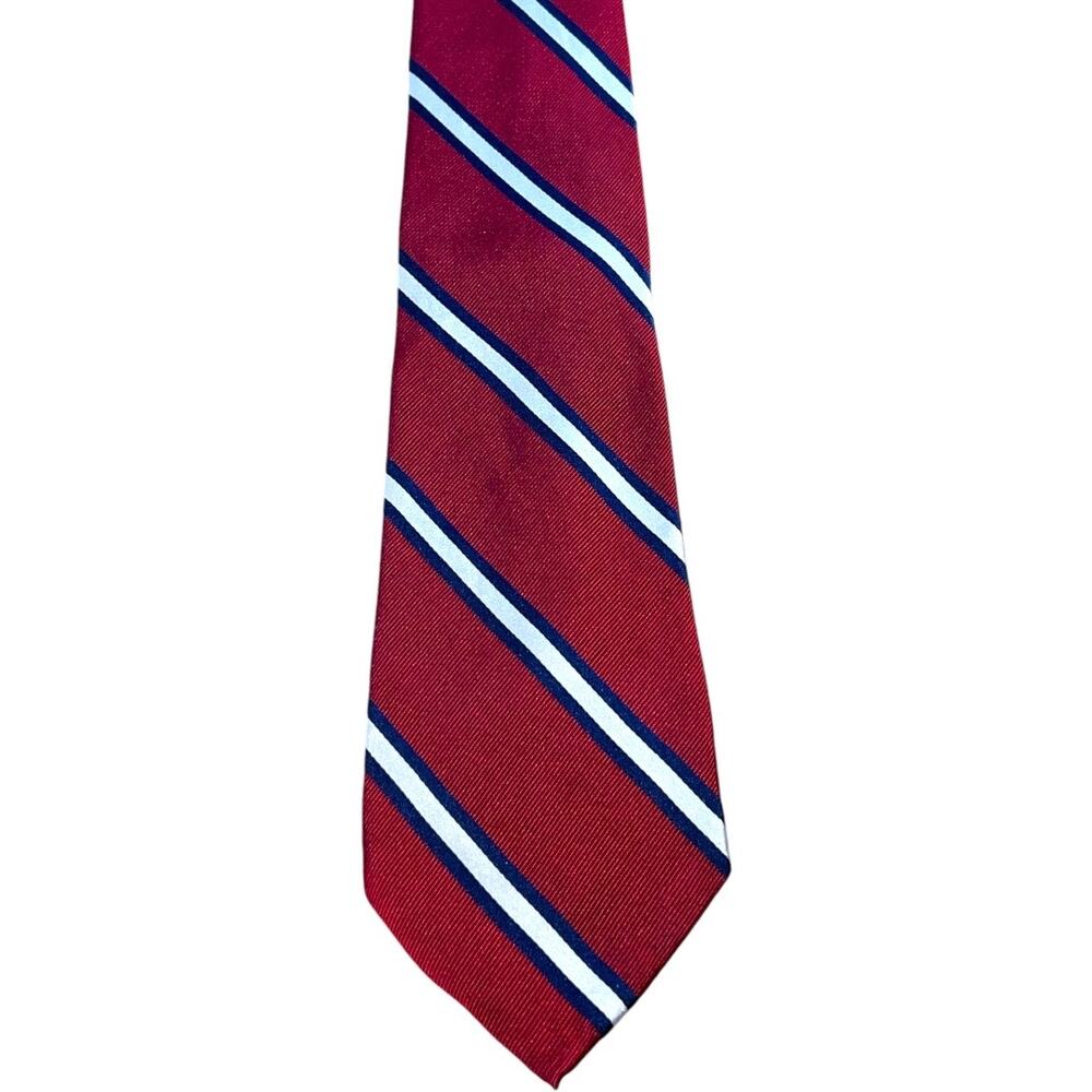 LAUREN Ralph Lauren Striped Silk Point Self Neck Tie Red Blue Men's 58" Length